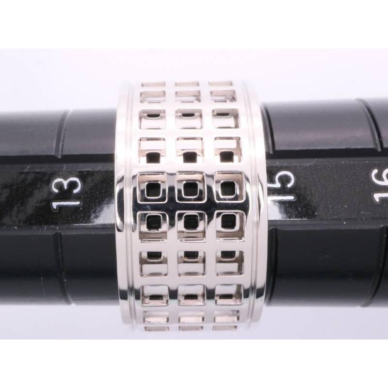 GUCCI（グッチ） スクロール 型抜き リング 14号 幅広 K18WG ホワイト