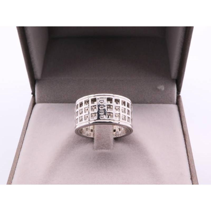 GUCCI（グッチ） スクロール 型抜き リング 14号 幅広 K18WG ホワイト