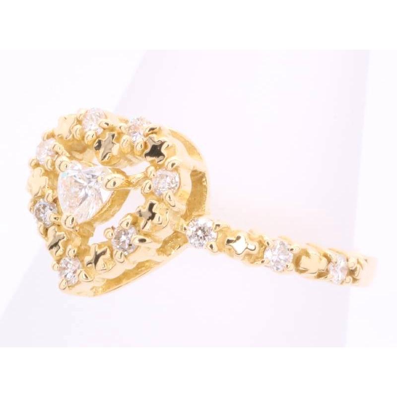 AHKAH アーカー ダイヤ0.20ct プリンセスハート リング 9号 K18 AHKAH アーカー ダイヤ0.20ct プリンセスハート リング 9号 K18