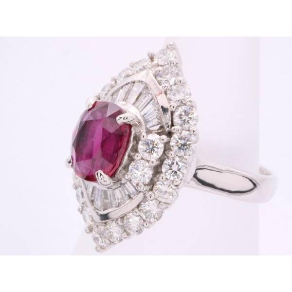 ルビー1.31ct ダイヤ0.94ct 0.31ct デザイン リング 13号 pt900