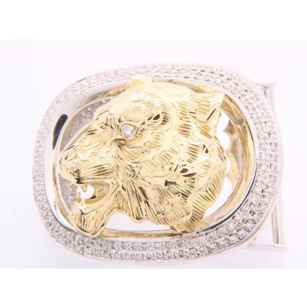 バックル ダイヤ1.40ct 虎 K18 YG　WG クロコ レザーベルト