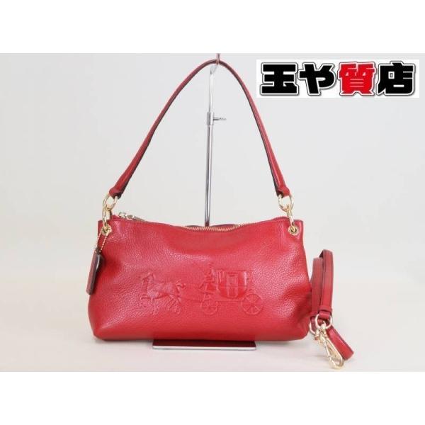 【美品】coach 黒ショルダーバッグ　エンボスド　ホース33521 COACH（コーチ） 美品 ショルダーバック 2way エンボスド ホースアンド