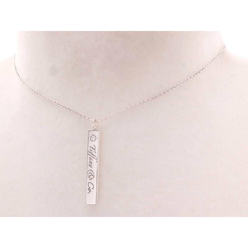 Tiffany　Necklace　ティファニーネックレストップ　ノーツ　N TIFFANY&Co.（ティファニー） ネックレス 美品 ノーツバー ダイヤ1P