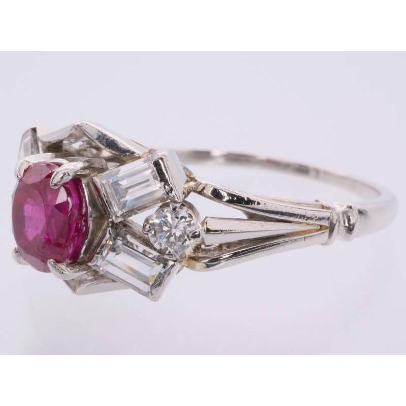 リング 12号 ルビー0.64ct ダイヤ0.49ct デザイン pt900 プラチナ