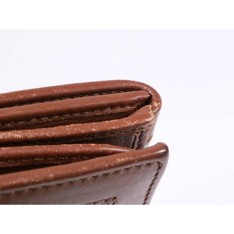 GUCCI（グッチ） 財布 GG デニム 茶 レザー 282411 横長 ダブルホック