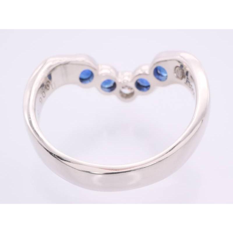 リング 18号 サファイヤ0.82ct ダイヤ0.06ct V字 デザイン pt900 