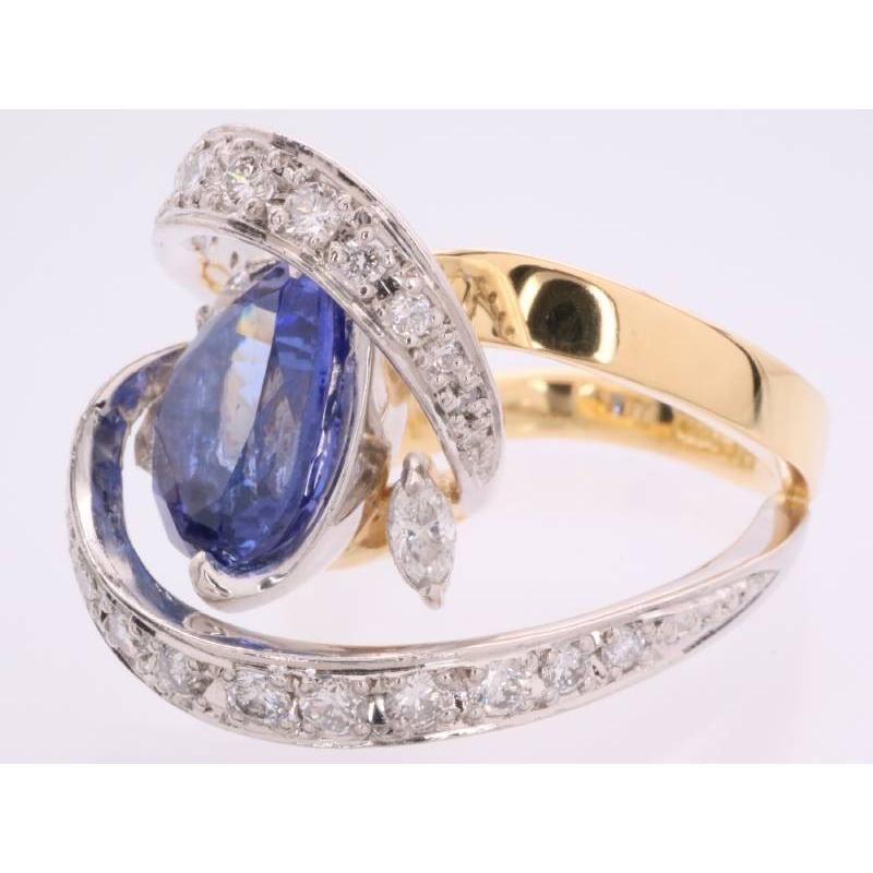 美品 リング 12.5号 タンザナイト3.20ct ダイヤ0.73ct K18YG pt900 