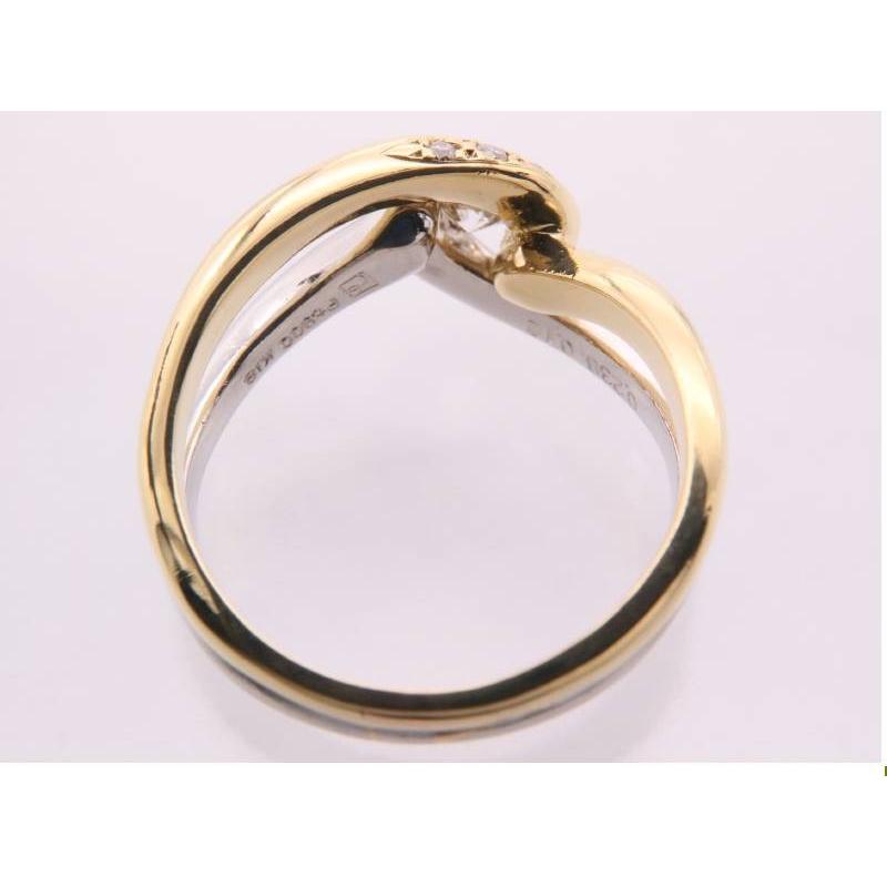 ダイヤ リング 14号 0.238ct 0.12ct デザイン K18YG pt900 プラチナ 