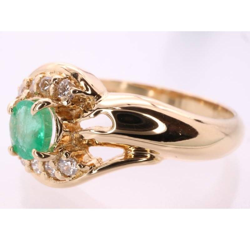 エメラルド0.23ct ダイヤ0.06ct デザイン リング 10号 K18YG イエロー 