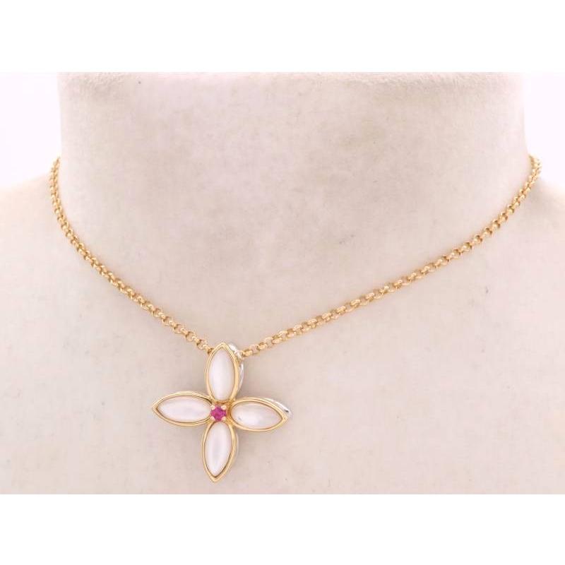 MIKIMOTO（ミキモト） 美品 ルビー0.04 シェル K18YG フラワー