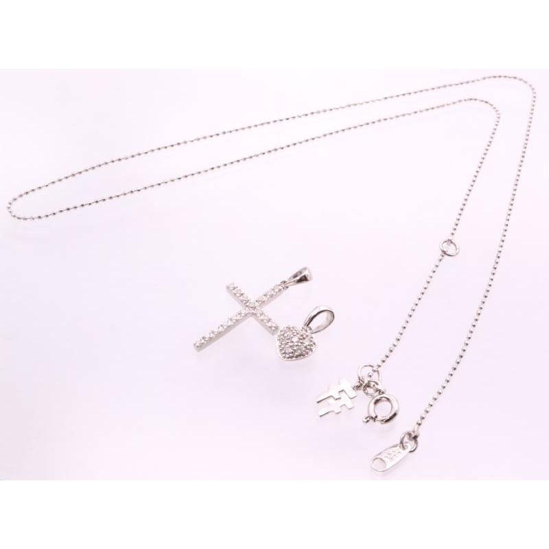 Folli Follie フォリフォリ ダイヤ0.11ct クロス ハート ダイヤ0.09ct  