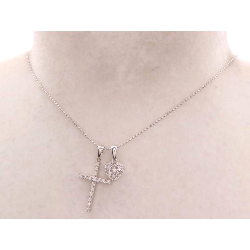 Folli Follie フォリフォリ ダイヤ0.11ct クロス ハート ダイヤ0.09ct  