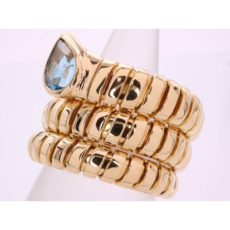 BVLGARI ブルガリ 美品 トゥボガス ブルートパーズ 1P スネーク リング