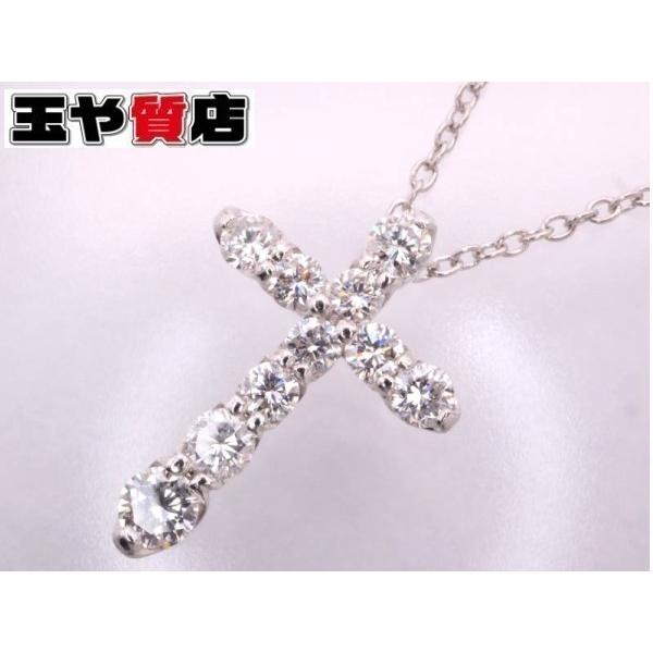 ポンテヴェキオ 美品 Ponte Vecchio ダイヤ0.50ct クロス 十字架 ネックレス K18WG
