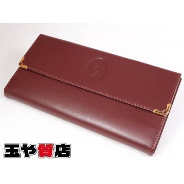 スマイル　新品　カルティエ Cartier 長財布 二つ折り ボルドー Cartier（カルティエ） 新品同様 マスト ドゥ L3000002 ガマ口 三