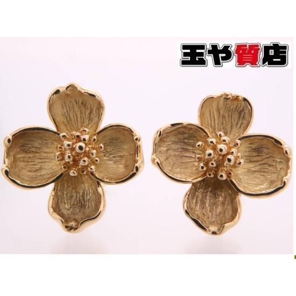 TIFFANY AU750 フローラル ピアス TIFFANY&Co.（ティファニー） 美品 フラワー ハナミズキ ピアス 750