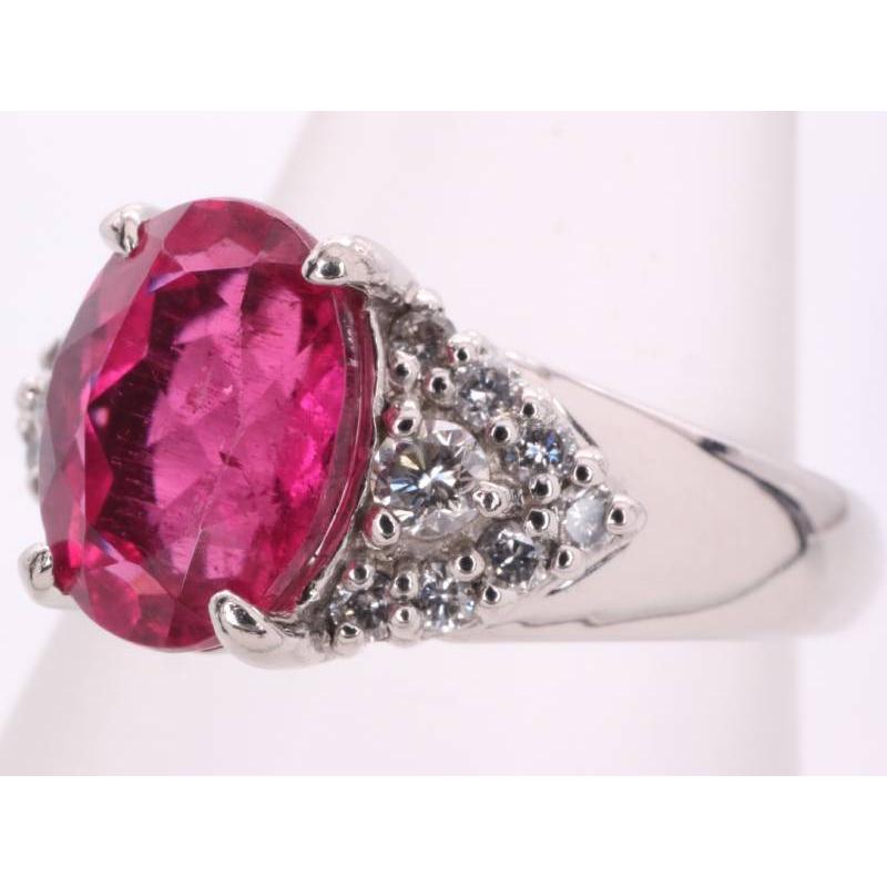 トルマリン1.53ct ダイヤ0.19ct デザイン リング 12号 pt900 プラチナ 