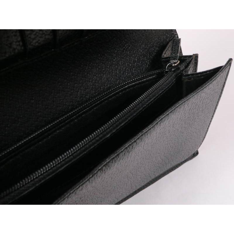 GUCCI ブラックレザー 三つ折り財布 オールブラック GUCCI ロゴ 三