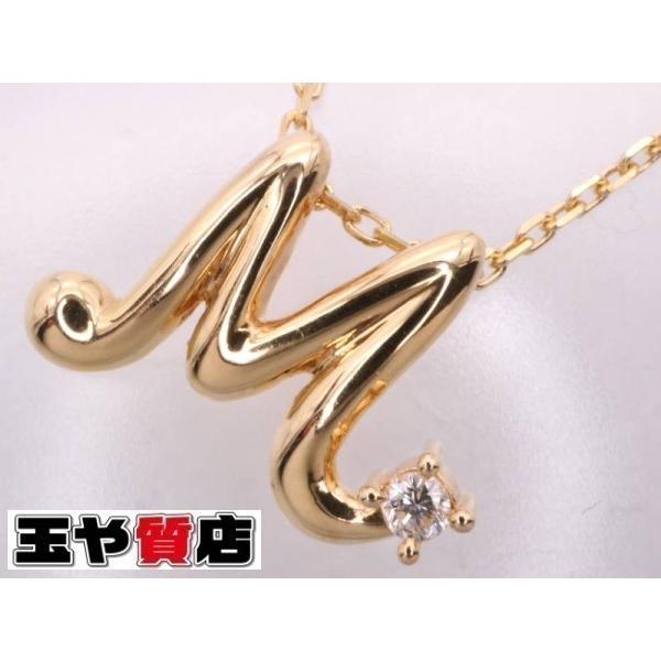 TASAKI（タサキ） 美品 ダイヤ0.03ct イニシャルM ネックレス K18YG