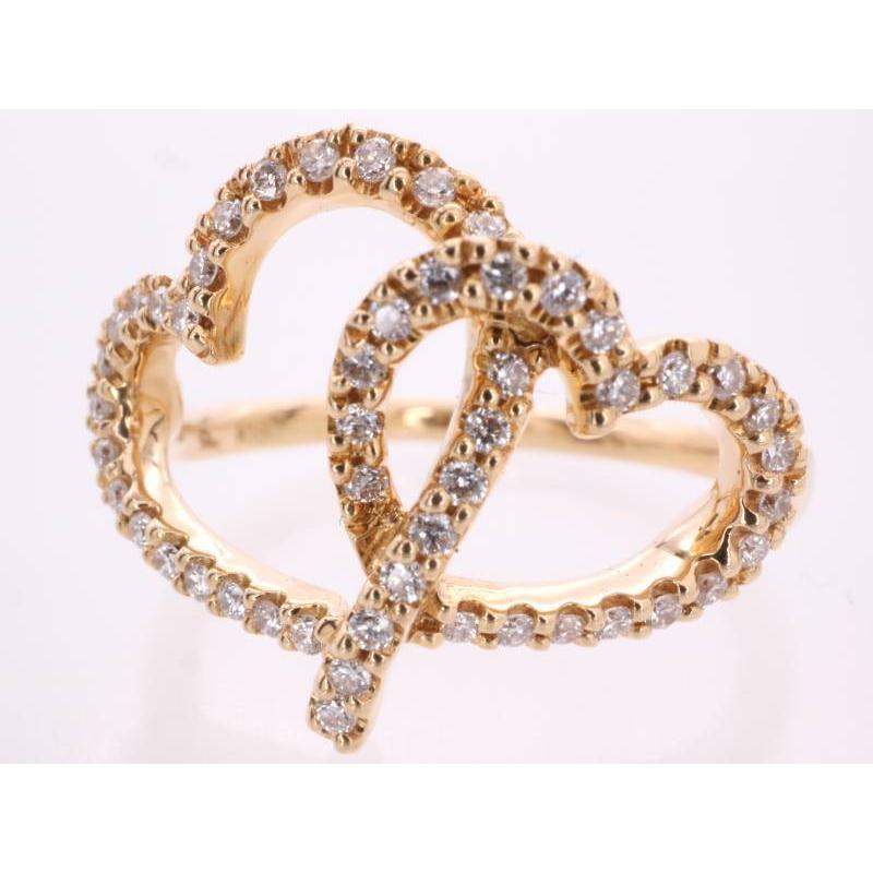 スタージュエリー　10Kハートリング STAR JEWELRY（スタージュエリー） 美品 ダイヤ0.15ct ダブルオープン