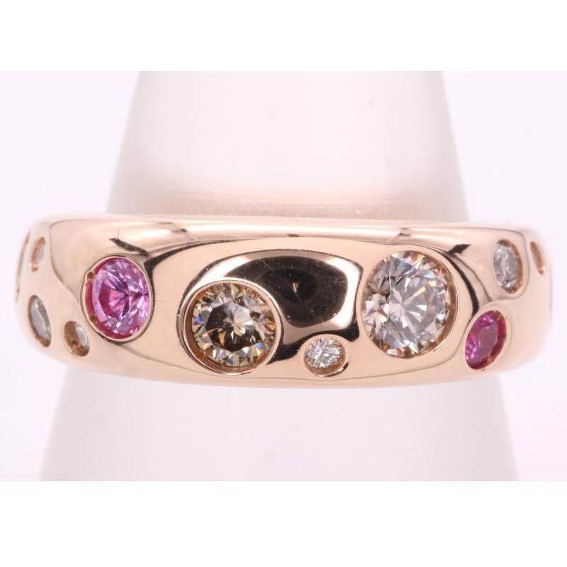 カシケイ 美品 BD ブラウンダイヤ0.70ct ルビー0.35ct デザイン リング