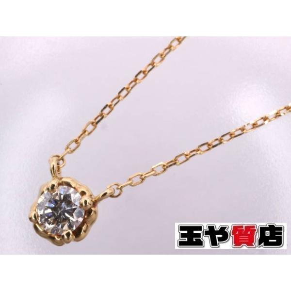 AHKAH（アーカー） 新品同様 ダイヤ 1P ティア ネックレス K18YG