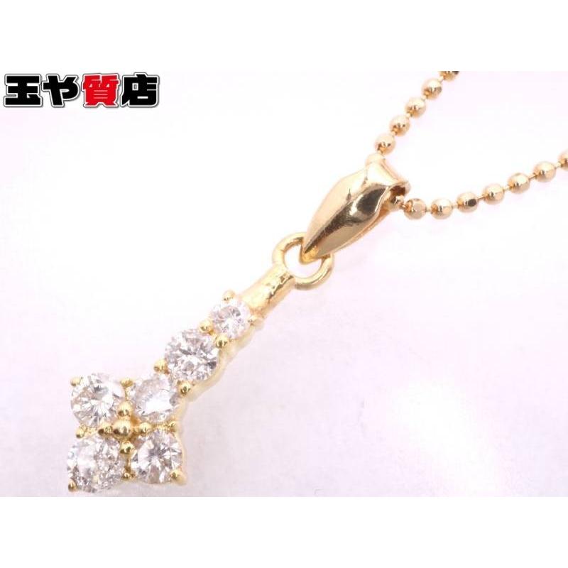 ダイヤ 美品 デザインペンダント ネックレス K18YG イエローゴールド  