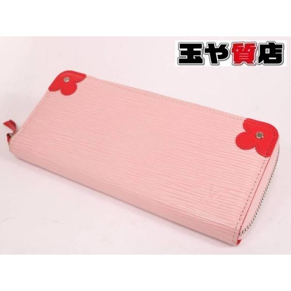 ヴィトン 美品 M62967 ポルトフォイユクレマンス エピ ローズバレリーヌ 長財布