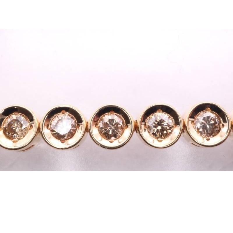 薄ブラウンダイヤ5.0ct テニスブレス ブレスレット K18YG イエロー 