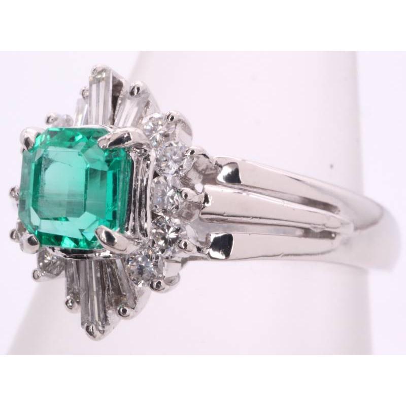 エメラルド0.43ct ダイヤ0.26ct デザイン リング 11.5号 pt900 