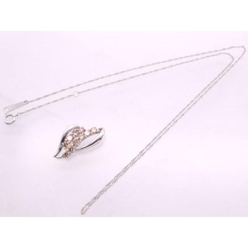 ブラウンダイヤ1.00ct デザイン ペンダント スクリュー ネックレス