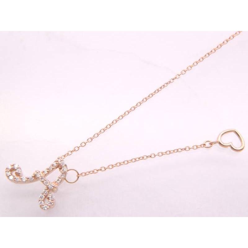 ポンテヴェキオ 美品 Ponte Vecchio ダイヤ0.13ct イニシャルA ペンダント ネックレス K18PG ピンクゴールドの画像