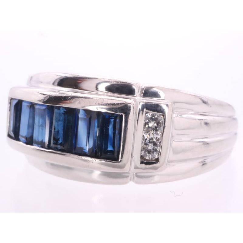 プラチナ850サファイヤダイヤリング サファイヤ ダイヤ0.09ct デザイン リング 11号 pt850 プラチナ : 親切