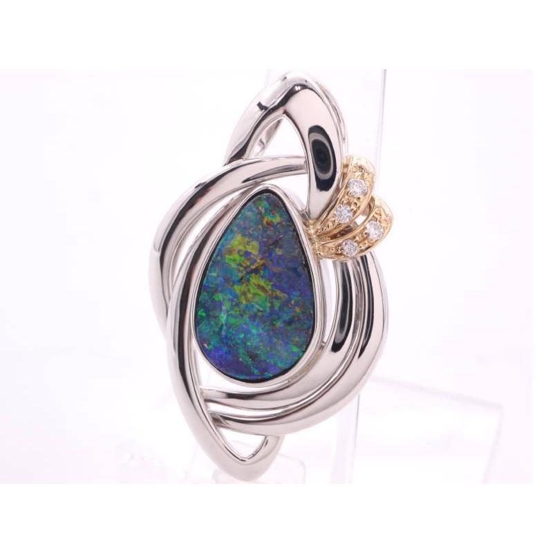 ダイヤモンド×ボルダーオパール ペンダントトップ K18YG Pt900