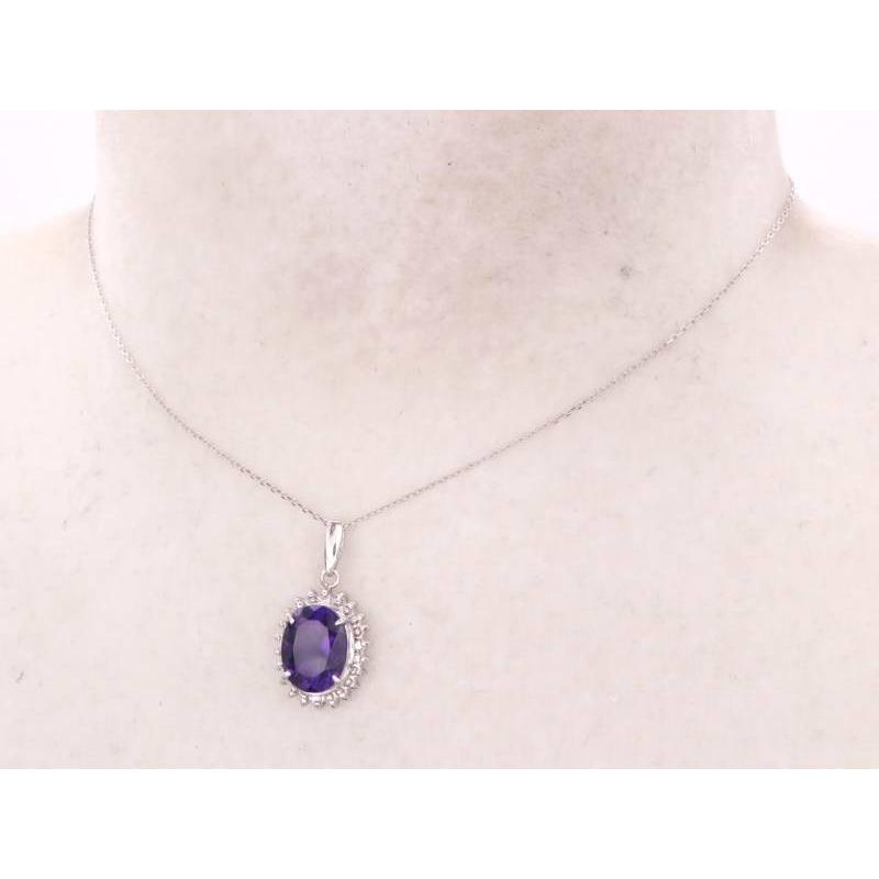 アメジスト 美品 ダイヤ0.04ct デザイン ペンダント ネックレス pt850