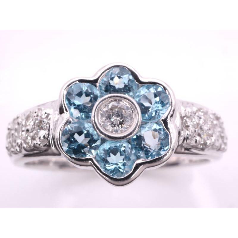 ポンテヴェキオ 美品 Ponte Vecchio ブルートパーズ ダイヤ0.19ct