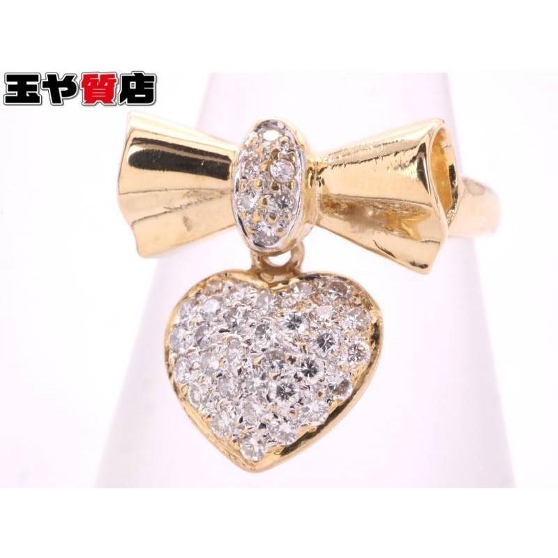 Ponte Vecchio ポンテヴェキオ ダイヤ0.22ct ハートムービング リボン  