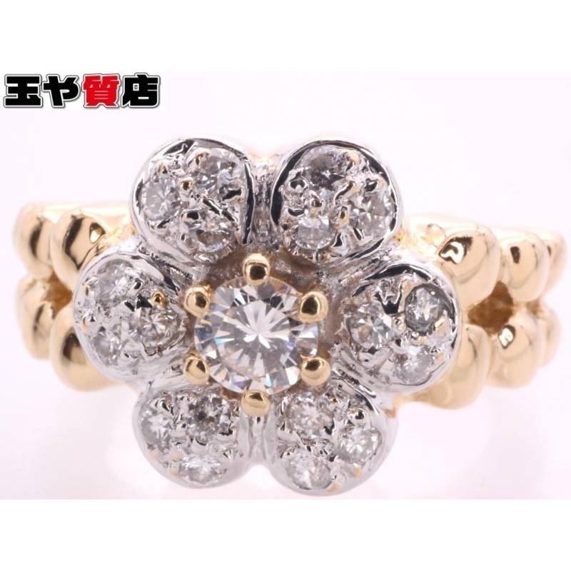 ポンテヴェキオ 美品 ダイヤ0.11ct ダイヤ0.18ct フラワー デザイン 