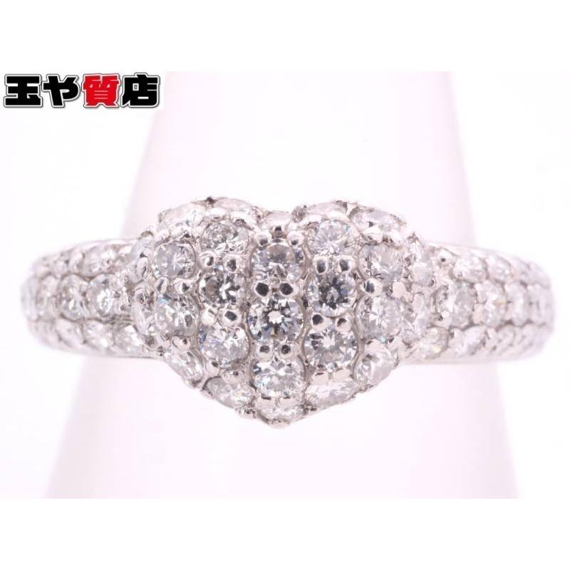 ポンテヴェキオ ダイヤ0.65ct ハート リング 10号弱 K18WG ホワイト 