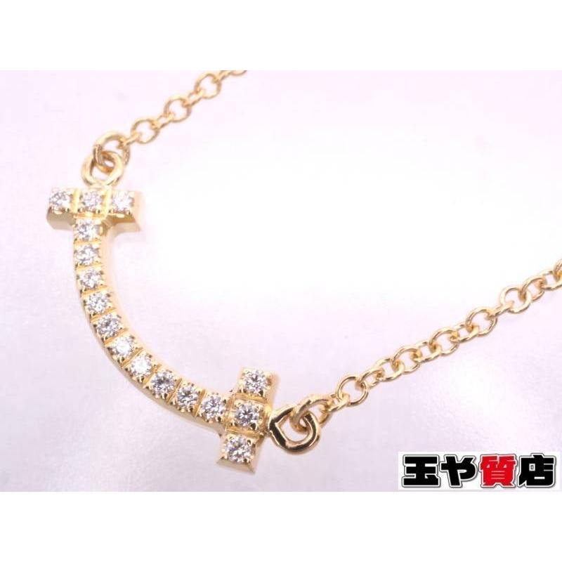 ティファニー 腕時計 アクセサリー 美品 Tスマイル ミニ ダイヤ ファッション ネックレス Au750 K18yg イエローゴールド イエロー