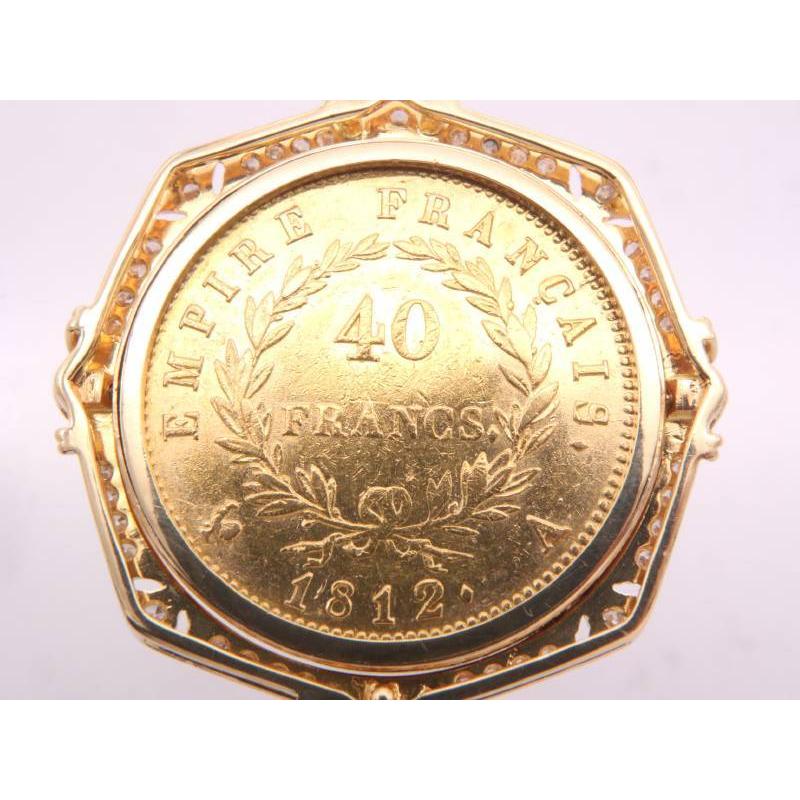 ナポレオン 40フラン K21.6 金貨 ダイヤ ペンダントトップ 750 K18YG