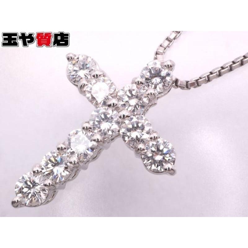 ラソマ ダイヤ1.0ct クロスペンダント ベネチアン ネックレス pt850 