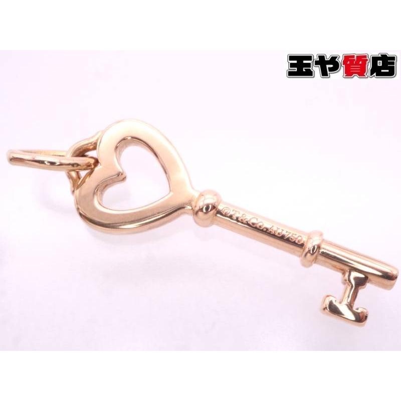 ティファニー 美品 ハートキー ペンダント AU750 K18PG ピンク  