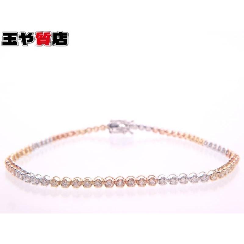 ダイヤ1.00ct テニスブレス風 すばやく スリーカラー ダイヤ1.00ct テニスブレス風 すばやく スリーカラー