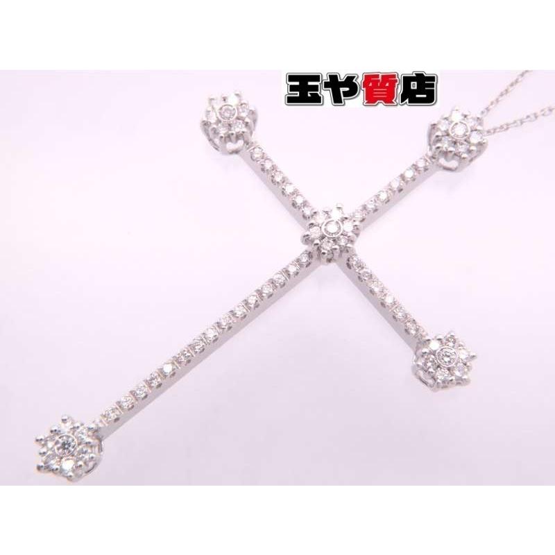 Ponte Vecchio ポンテヴェキオ 美品 ダイヤ 0.58ct クロス ネックレス 