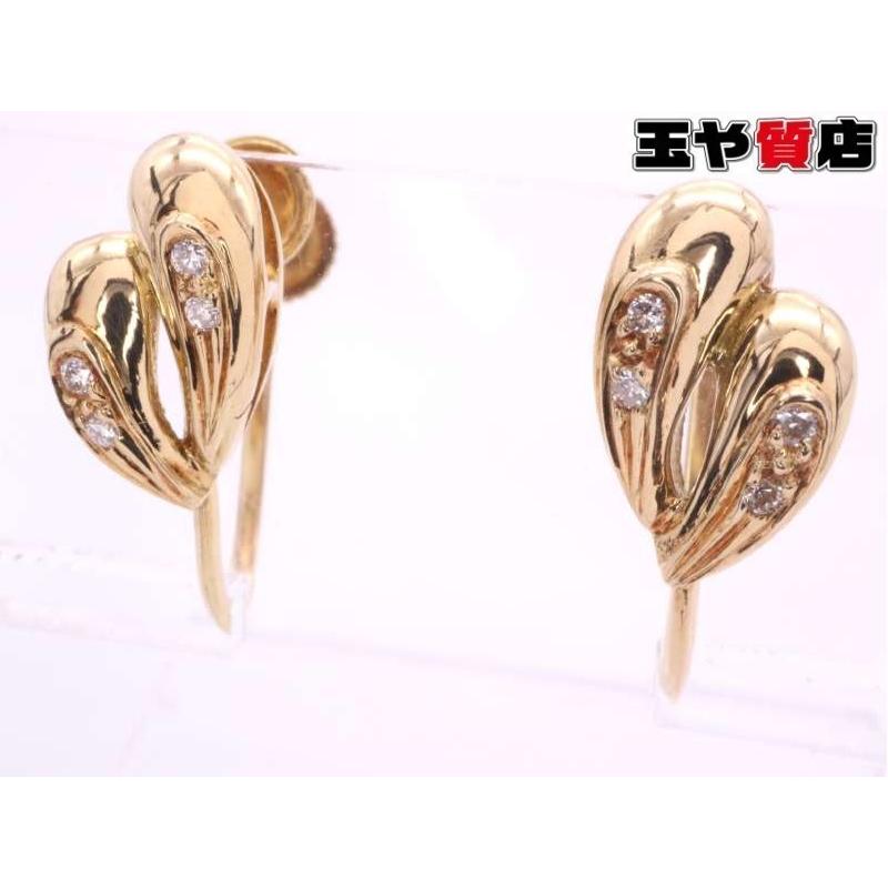 ダイヤ0.04ct デザイン イヤリング K18YG イエローゴールド : 親切な  