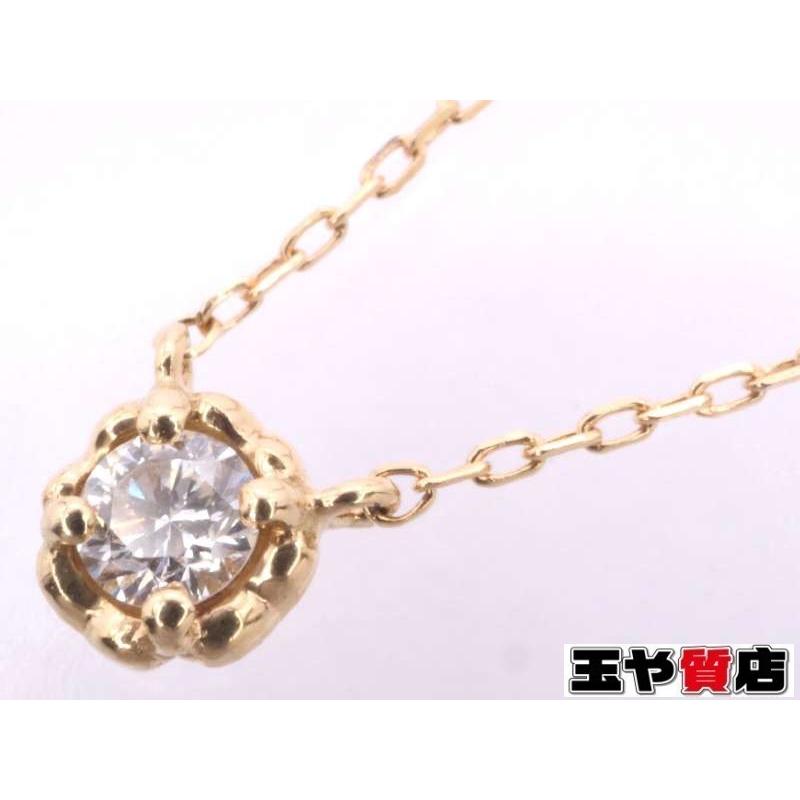 AHKAH（アーカー） 美品 ダイヤ1P ネックレス 750 K18YG イエロー 