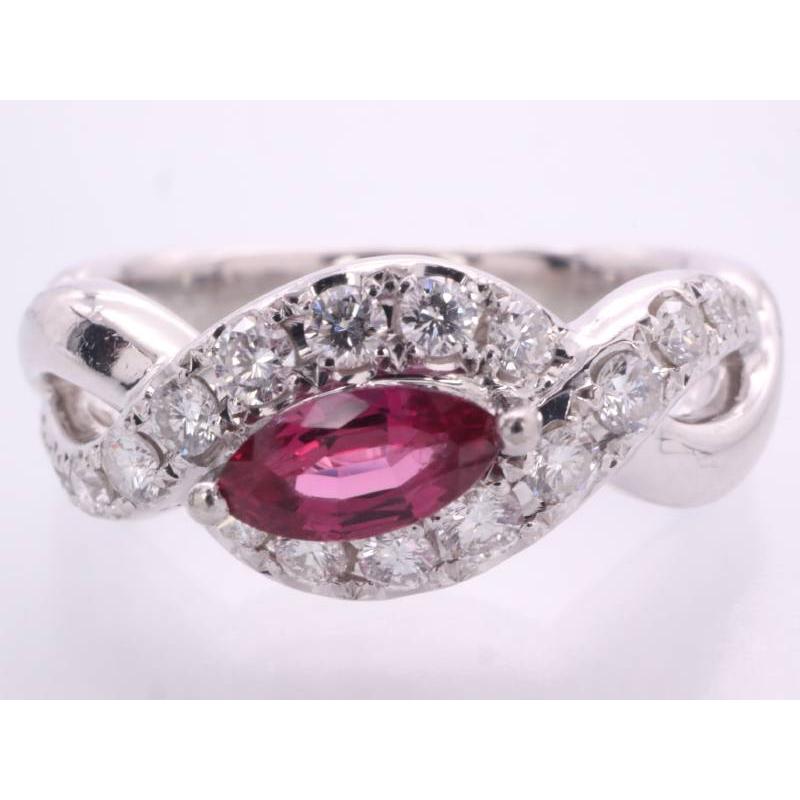 和光 美品 ルビー0.29ct ダイヤ0.29ct デザイン リング 12号 pt900 