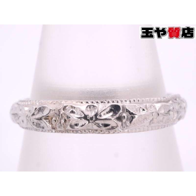花柄 彫り デザイン リング 11号弱 pm900 pt900 プラチナ : 親切な 玉