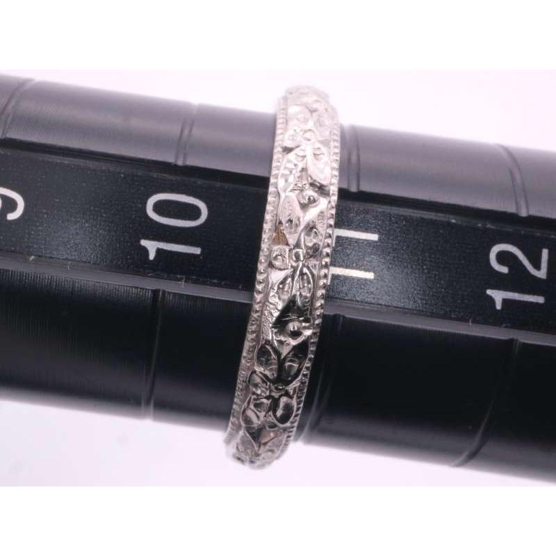 花柄 彫り デザイン リング 11号弱 pm900 pt900 プラチナ : 親切な 玉